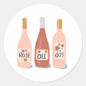 Sticker Rond Amateurs de vins du rose toute la journée (Devant)
