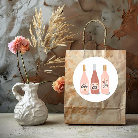 Sticker Rond Amateurs de vins du rose toute la journée