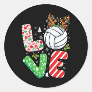 Sticker Rond Amateurs de volleyball Garçons Filles Enfants Noël