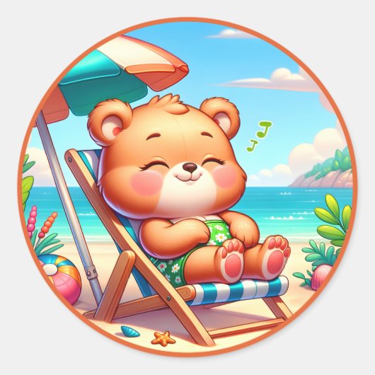 Sticker Rond Amateurs d'ours d'été (Devant)