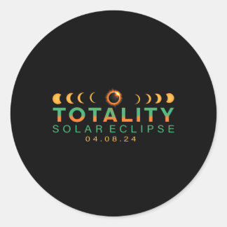 Sticker Rond Amateurs ! Total Éclipse solaire 2024 Totalité 04.