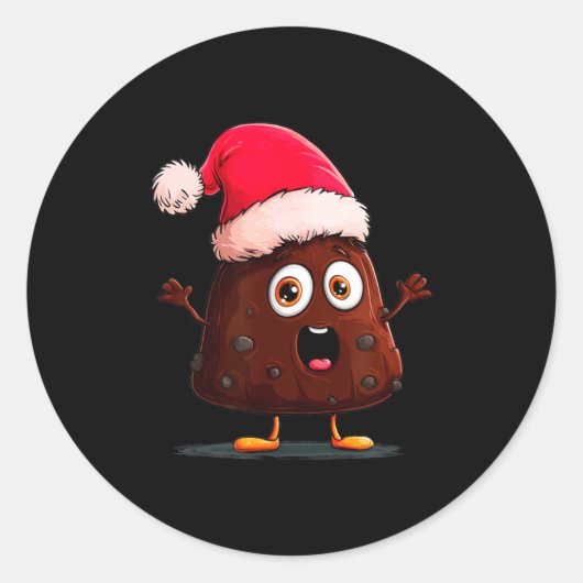 Sticker Rond Amazing Pudding Look With Christmas Hat (Devant)