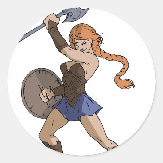 Sticker Rond Amazones et guerriers (Devant)