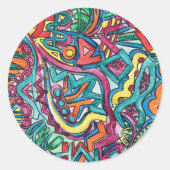 Sticker Rond Amazonia-Hand Painted Abstract Art (Devant)