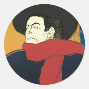Sticker Rond Ambassadeurs, Aristide Bruant par Toulouse Lautrec