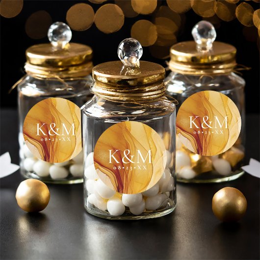 Sticker Rond Amber Brandy Mariage Abstrait ID1089