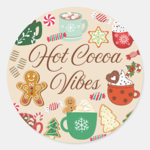 Sticker Rond Ambiance Chocolat Chaud de Noël