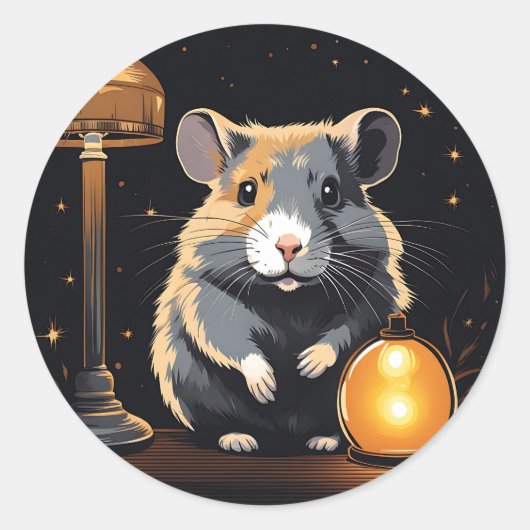Sticker Rond Ambiance cosy Hamster (Devant)