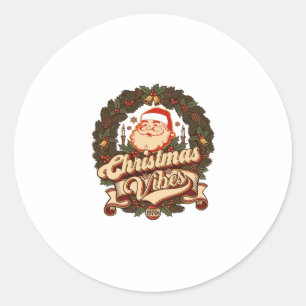 Sticker Rond Ambiance de Noël Couronne de Claus de Père Noël Cl