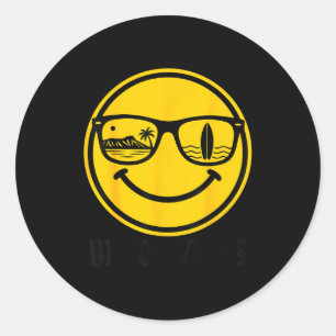 Sticker Rond ambiance de plage surf sourire visage lunettes de
