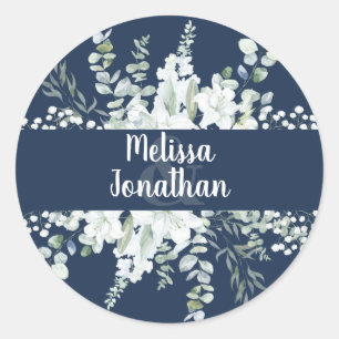 Sticker Rond Ambiance romantique aquarelle fleurie blanche fleu