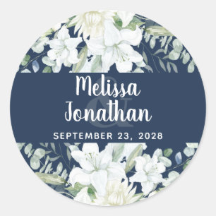 Sticker Rond Ambiance romantique aquarelle fleurie blanche fleu