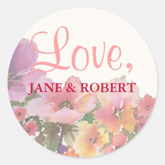 Sticker Rond Ambiance romantique Fleurs de mariage (Devant)
