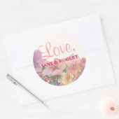 Sticker Rond Ambiance romantique Fleurs de mariage (Enveloppe)
