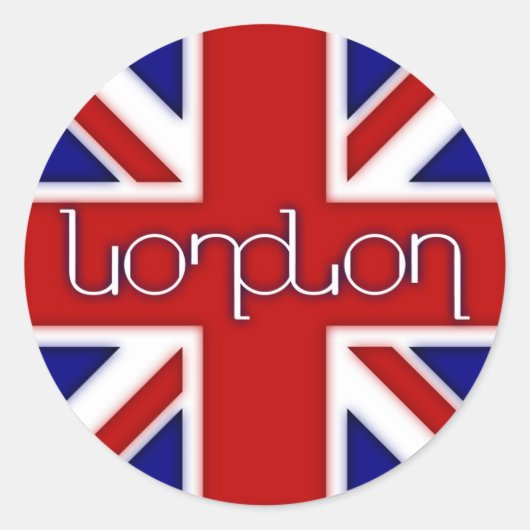 Sticker Rond Ambigramme "Londres" sur le drapeau britannique (Devant)