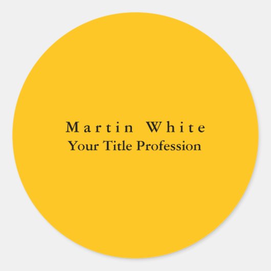 Sticker Rond Ambre Jaune Plaine Élégant Professionnel (Devant)