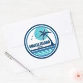Sticker Rond Amelia Island Floride Palm Tree Birds (Enveloppe)