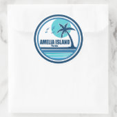 Sticker Rond Amelia Island Floride Palm Tree Birds (Sac)