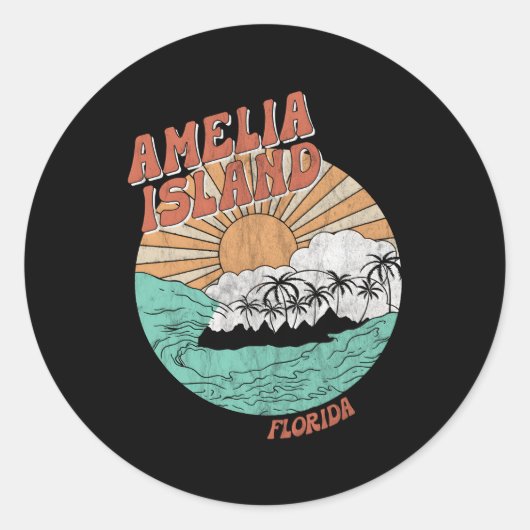 Sticker Rond Amelia Island Floride Palmiers Fl (Devant)