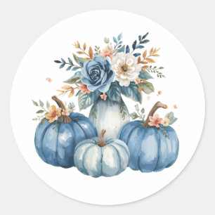 Sticker Rond Aménagement floral Citrouille bleu