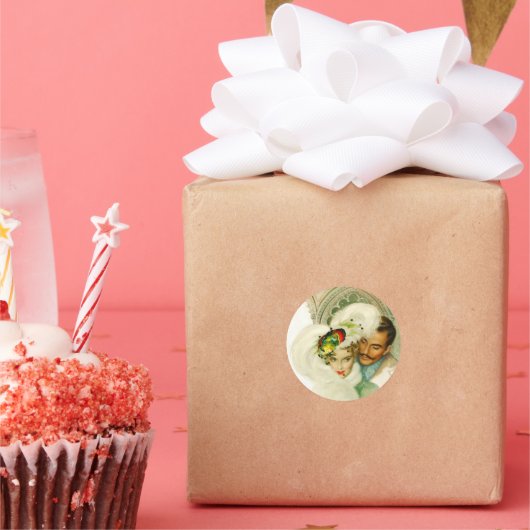 Sticker Rond Amer Romance (Fête)