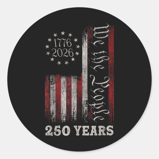 Sticker Rond America 250th Birthday Us Flag 250 Years We The Pe (Devant)