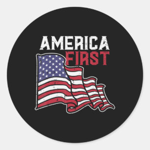 Sticker Rond America First US Flag Memorial Day 4 juillet Homme