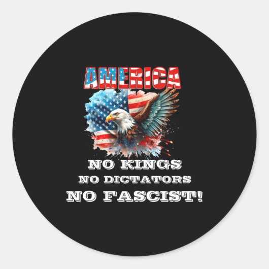 Sticker Rond America No Kings No Dictators No Fascist  (Devant)