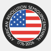 Sticker Rond America Semiquincentennial 1776-2026 USA 250 Flag (Devant)