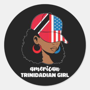 Sticker Rond Américain à moitié et Trinidadien Usa Trinité-et-T