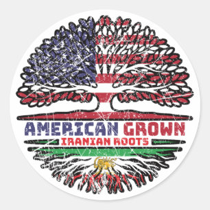 Sticker Rond Américain cultivé aux racines iraniennes – Lion et