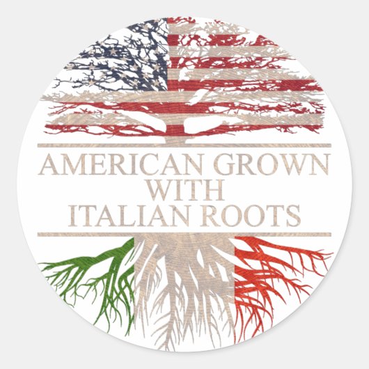 Sticker Rond Américain cultivé avec des racines italiennes (Devant)