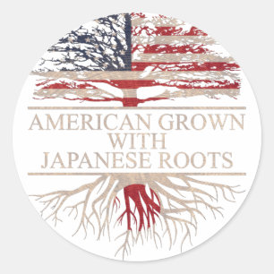 Sticker Rond Américain cultivé avec des racines japonaises