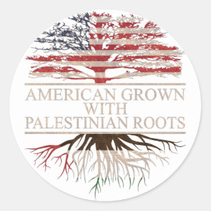 Sticker Rond Américain cultivé avec des racines palestiniennes