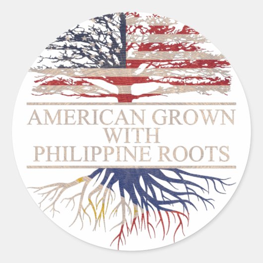 Sticker Rond Américain cultivé avec des racines philippines (Devant)