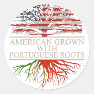 Sticker Rond Américain cultivé avec des racines portugaises