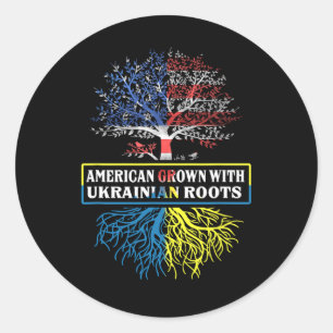 Sticker Rond Américain Cultivé Avec Des Racines Ukrainiennes Dr