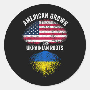 Sticker Rond Américain cultivé avec des racines ukrainiennes Dr
