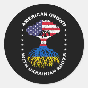 Sticker Rond Américain cultivé avec des racines ukrainiennes Uk