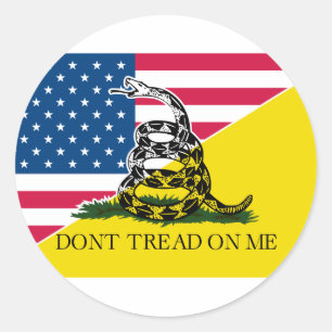 Sticker Rond Américain et drapeau de Gadsden