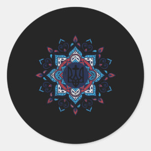 Sticker Rond Américain ukrainien vintage Tryzub soutient l'Ukra