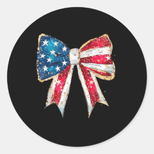 Sticker Rond Américaine Féminine 4 Juillet Drapeau Américain Co