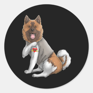 Sticker Rond American Akita I Love Maman Tattoo Chien Chemise M