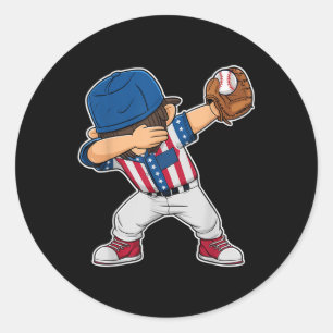 Sticker Rond American Baseball Dab Pitcher - Usa Dabbing