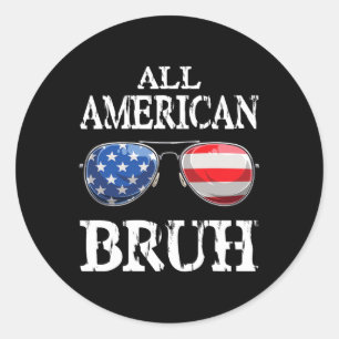 Sticker Rond American Bruh 4 juillet Boys Patriotic Ados Kid