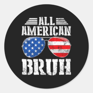 Sticker Rond American Bruh Happy 4 juillet Boys Patriotic Usa