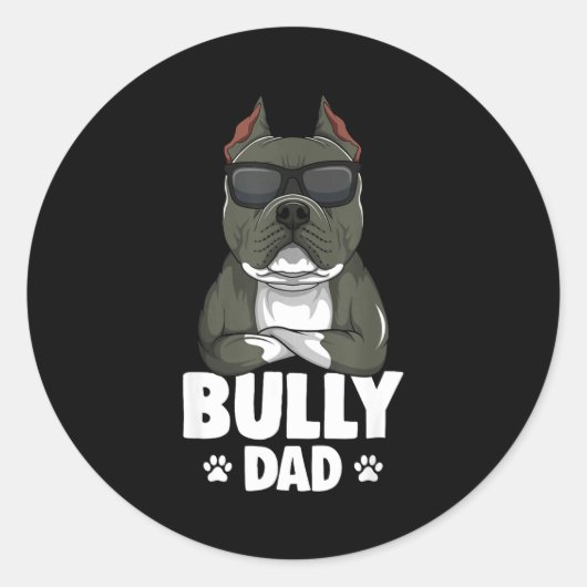 Sticker Rond American Bully Dad Dogs Dad Men  (Devant)