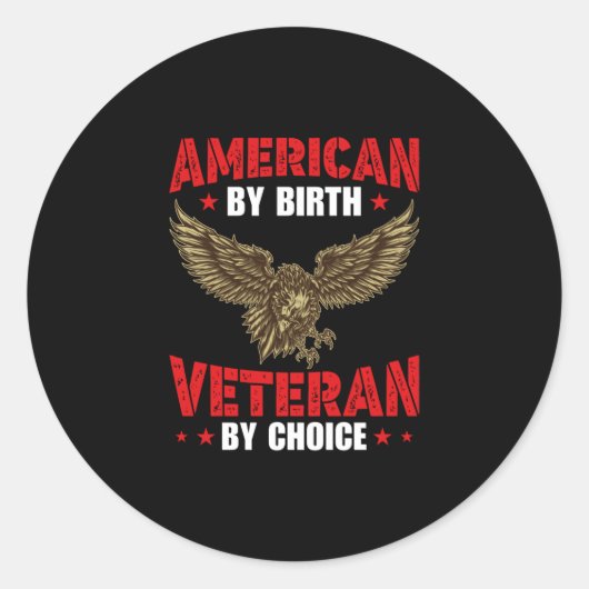 Sticker Rond American By Birth Veteran (Devant)