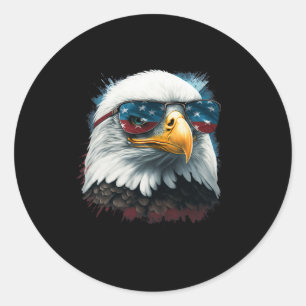 Sticker Rond American Byld Eagle Usa Drapeau Chemise 4 juillet