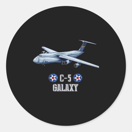 Sticker Rond American C-5 Galaxy Military Transrt Aircraft  (Devant)